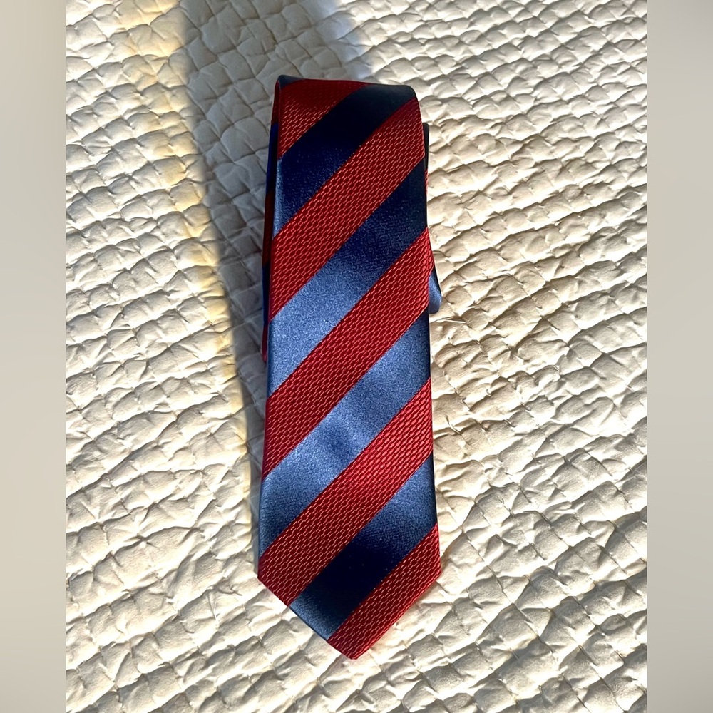 Lanvin Red and Blue Silk Striped Tie